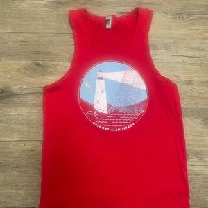 Gregory Alan Isakov Lighthouse graphic Men's Tank. Red. Size Small